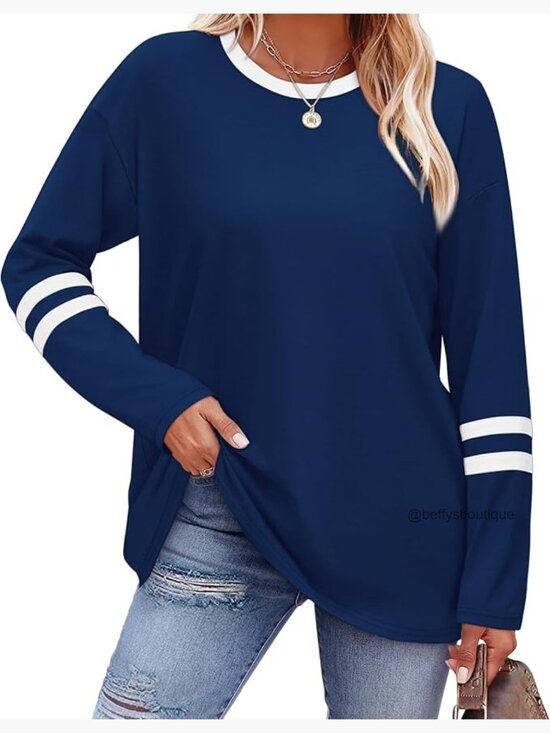 Tops - Long Sleeve Tops for Women Casual Color Block Tee Tunic Blouse Streetwear